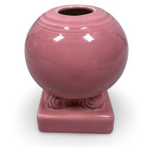 Fiesta Rose Pink Globe Candle Holder Hilco USA Pedestal Base Art Deco Vintage